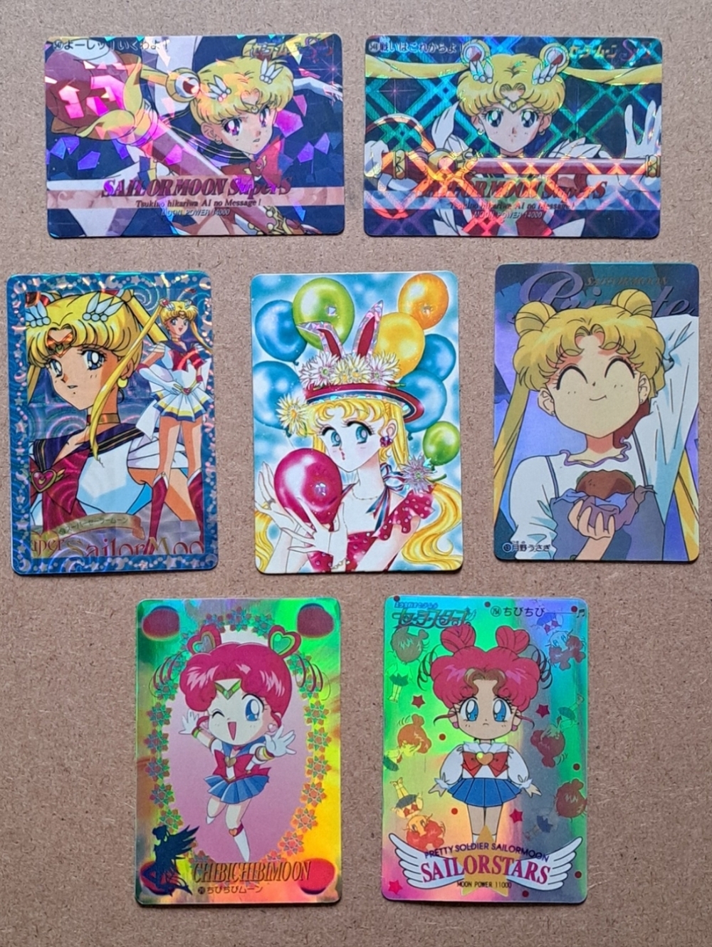 Vintage 90s Sailor Moon Chibi Prism Holographic Sticker Cards Lot of 7 Japan